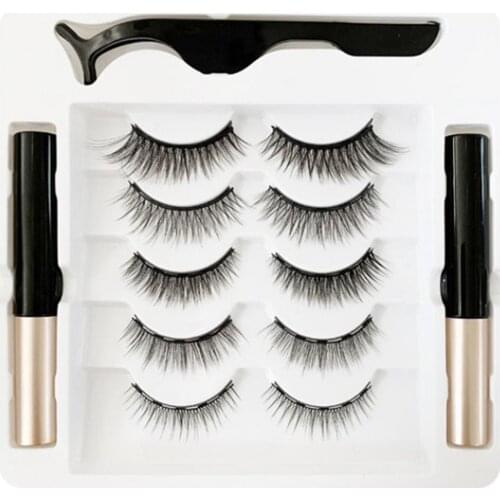 5 Pair Magnetic Eyelashes Magnet Eyeliner Reusable Eye Make Up Fake False Lash Extension Set Natural Magnetic Eyelashes Makeup