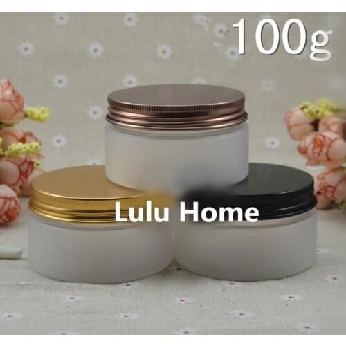 50pc/lot 100ml Plastic Cosmetic Jar Frost Serum Bottle Aluminum Cap 100g DIY Refillable Eyes Hand Cream Case with Metal Lid