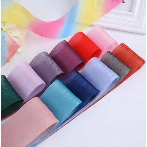 50Yards / Batch 6CM Solid Color Long Pleated Yarn Pleated Gauze Net Yarn Hair Accessories Hair Band Necklace Diy Decorative Acc