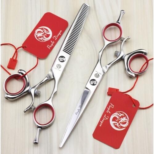 587# 6.0'' Brand Purple Dragon TOP GRADE Hairdressing Scissors 440C Rotate Handle Cutting Scissors Thinning Shears Hair Scissors