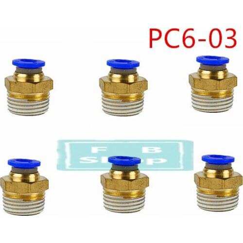 Free shipping 10pcs BSPT PC6-03 Pneumatic Connectors 6mm to 3/8' male straight one-touch fittings