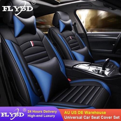 Full Coverage Car Seat Cover Universal Leather Protector Cushion Car Interior Accessories With Headrest Waist Support Pillow