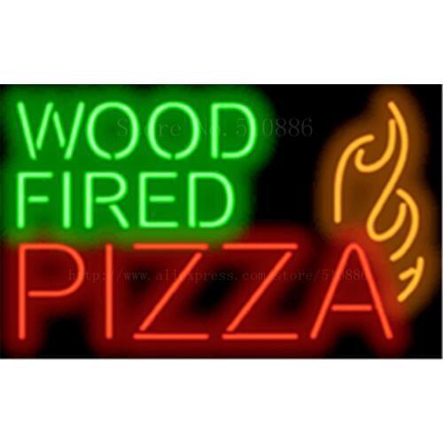 Wood Fired Pizza NEON SIGN REAL GLASS BEER BAR PUB LIGHT SIGNS store display Packing Food Diet drink Advertising Lights 17*14"