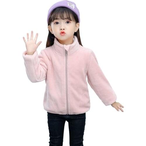 Childrens autumn and winter new coral fleece jacket boys and girls double-sided fleece close-fitting and fleece outerwear