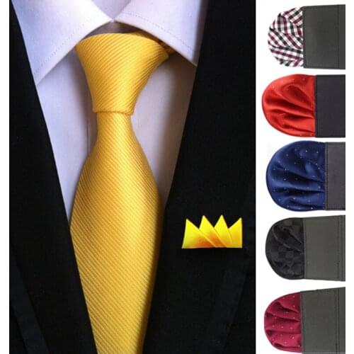 GUSLESON Red Mens Pre-folded Pocket Square Solid Dots Plaid Handkerchiefs Business Gentleman Formal Wedding Party Chest Towel