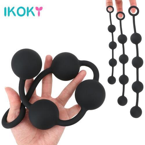 IKOKY Long Huge Anal Plug Pull Anal Beads Extra Butt Plug Butt Stimulation G-spot Anal Sex Toys For Woman Men Adult Products