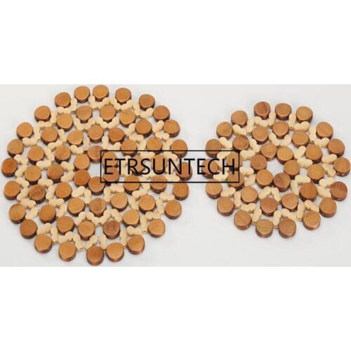 15/21cm Desk Table Mats Round Bamboo Placemat Insulation Pads Against Hot Coasters Hollow Pot Cup Mat 100pcs
