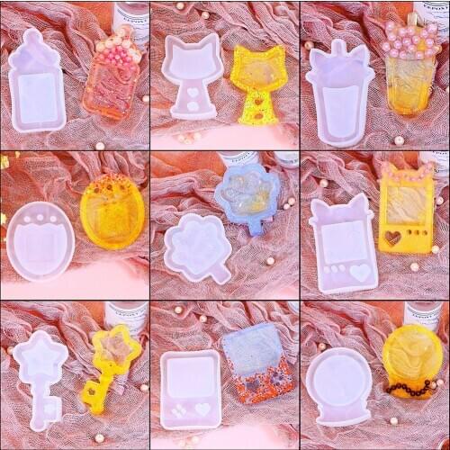 Kawaii Shaker Silicone Mold Resin Heart Star Moon Ice Cream UV Epoxy Resin Moulds Key Chain Pendant Craft Tools Jewelry Supplies