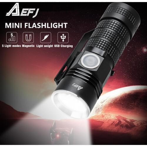 Mini LED Flashlight XPL V6 USB Rechargeable Magnet pen holder Torch Light Lighting Lamp with 16340 battery
