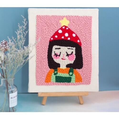 Hand 3D Landscape poke Stitching with Hoop or frame Needlework Modern Adults Craft Sewing Creative DIY Embroidery Kits Cartoon