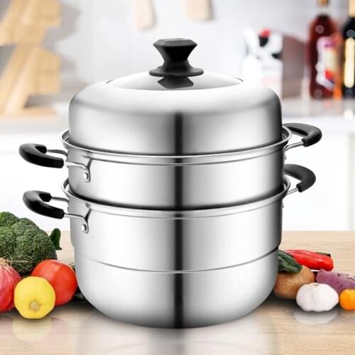 Stainless steel steamer pot 3 tier stainless steel steamer steamer stainless steel multilayered big cooking soup pot