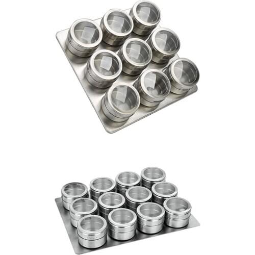 Netic Spice Jars Set Stainless Steel Salt and Pepper Shakers Spice Rack Seasoning Box Condiment Container