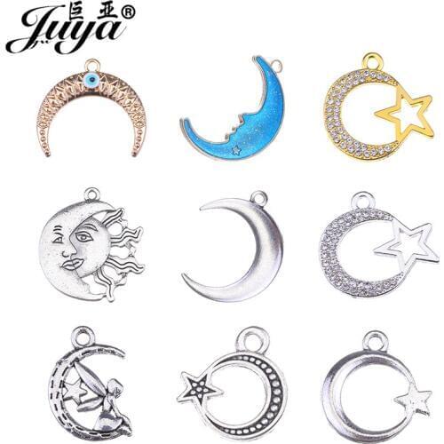 JUYA 10pcs/lot multiple style moon and star charms pendant for women necklace pendant bracelet jewelry making DIY Accessories