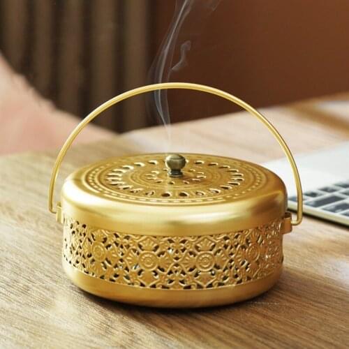 Portable incense burner with cover household mosquito coil tray creative mosquito coil holder indoor and outdoor portable