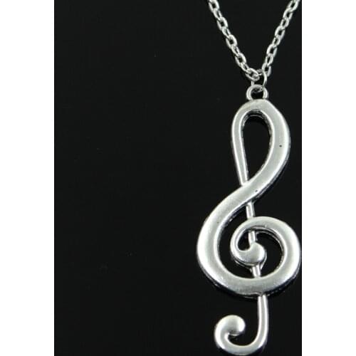 Simple Classic Fashion Musical Note Antique Silver Color Pendant Girl Short Long Chain Necklaces Jewelry For Women