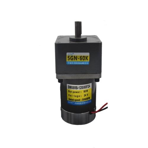 90W 12V 24V DC permanent magnet gear motor, 5GN 3K-300K,1000rpm-10rpm, adjustable speed, high torque