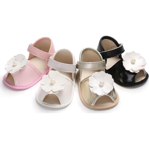Newborn Baby Girl Sandals Leather Shoes Flowers Cute Shoes 0-18M