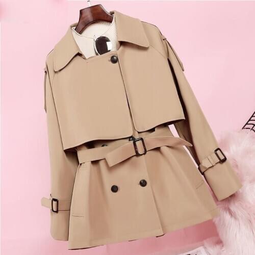 Women Trench coat Fashion Fall Winter Casual Short Coats Overcoats Top double breasted Outerwear Plus size Windbreaker Tide 4XL