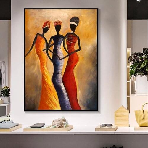 Vintage African Woman Portrait Canvas Painting Posters and Prints Cuadros Wall Art Pictures for Living Room Home Decor Unframed