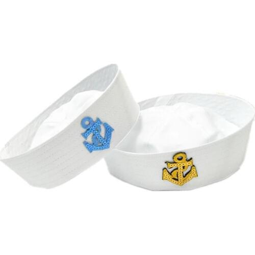 Military Hats Stage Performing Double Flags and Arrows White Sailor Navy Hat Cap for Adult Kids Doughboy Hat