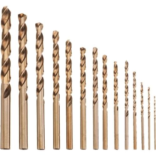 WENXING 15pcs 1.5mm to 10mm Professional Drill Bits HSS-Co Cobalt Various Sizes Metal Plastic Wood