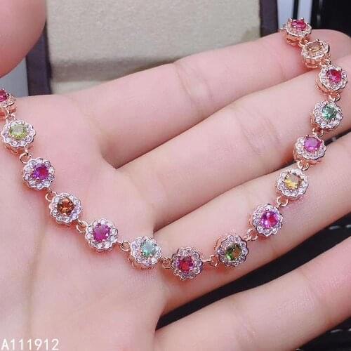 KJJEAXCMY fine jewelry natural Tourmaline 925 sterling silver new women hand bracelet support test exquisite