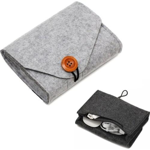 1 Pcs Mini Felt Bag Travel Organizer Storage Bag Key Coin Package Home Storage Organization Power Bank Earphone SD Card
