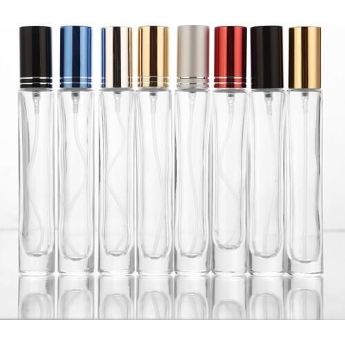 10pcs/lot 10ml Transparent Glass Spray Perfume Bottle Circle & Square Refillable Empty perfum bottles Thick Bottom