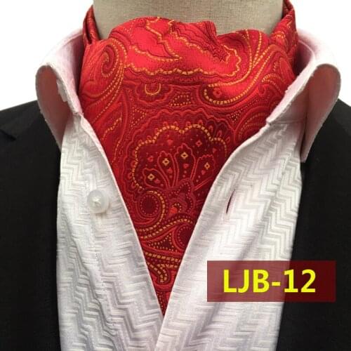 2017 Fashion Gentlemen Collar Handkerchief Good Quality Woven Red Paisley Ascots for Dinner Banquets