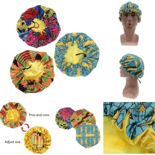 3Colors Extra Large Satin Lined Bonnet Women Big Size Beauty Print Satin Silk Bonnet Sleep Night Cap Head Cover Bonnet Hat