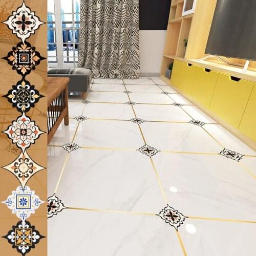 36 Pcs Self Adhesive Floor Tile Stickers Waterproof Floor Diagonal Sticker Europe Royal Style Living Room Decor Wall Floor Stick