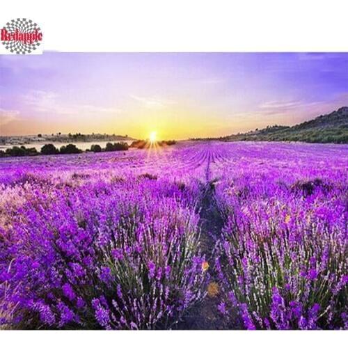 Lavender fields scenery 5D DIY diamond painting cross stitch diamond embroidery mosaic landscape 3d picture by number rhinestone