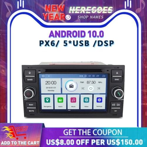 Carplay PX6 DSP Android 10.0 64GB Car DVD player GPS RDS Radio Bluetooth WIFI For Ford Galaxy Fusion C-MAX S Focus Mondeo Kuga