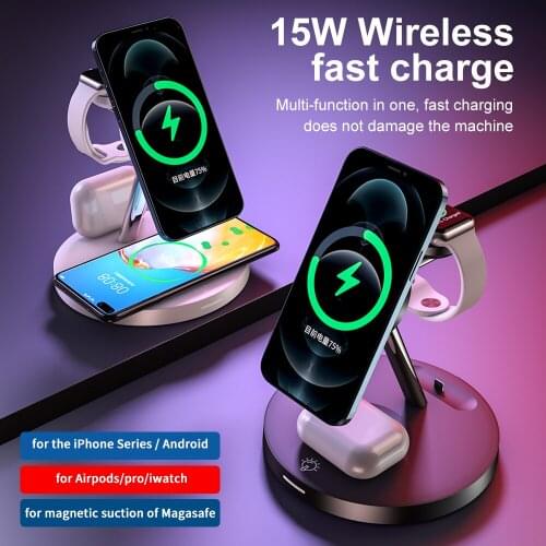 3 in 1 15W Wireless Charger Magsafe Charger for Iphone 12 11 Pro XS MAX Apple Watch SE 6 5 4 3 Airpods Qi Fast Charging Stand