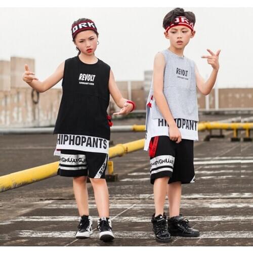 Children Hip Hop Jazz Dance Clothes for Girls Boys Ballroom Dancing Costumes Cotton Vest Tops Jogger Pants Performance Show Wear