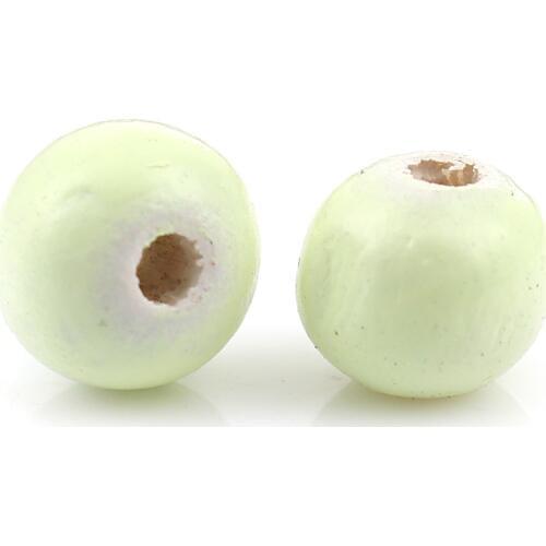 DoreenBeads Fashion Wood Spacer Beads Round Colorful Light Green Charms About 7mm( 2/8") Dia, Hole: Approx 2mm - 1.4mm, 100 PCs