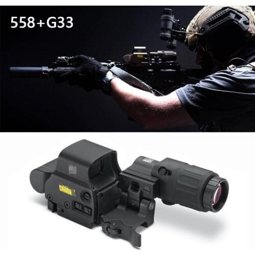 G33 3x Sight Magnifier Switch Side Qd Mount + Tactical Scope 558 Red/Green Dot