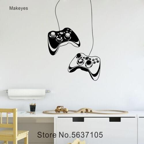 Makeyes Game Wall Stickers Gamers Gaming Wall Decal Kids Room Decoration Vinyl Games Controller Pattern Wallpaper Removable Q318