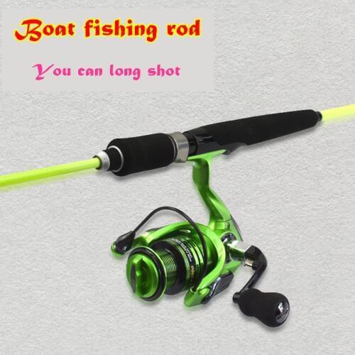 Boat Raft Throwing Fishing Rod Reel Set High sensitivity tip 2 section Carbon fiber pole ML 1.5m Jig Carp Fish 13+1BB metal coil