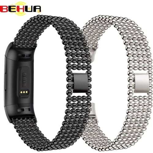 Fashion Metal Wristband for Fitbit Charge 3 Bling Crystal Adjustable Bracelet Strap with connector Band for fitbit Charge 4 Belt