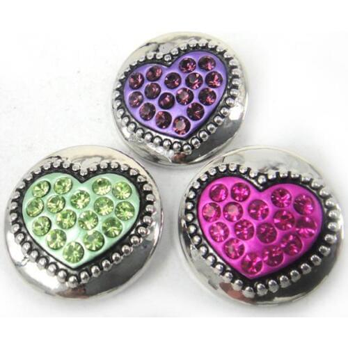 MOODPC Free shipping 1.8-2cm shiny CZ stone and enamel heart Crystal charm DIY button metal charms