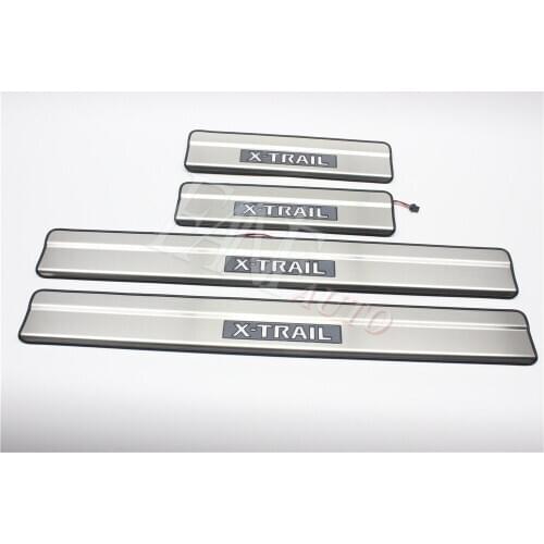 Stainless Steel Led Door Sill Scuff Plate Guard Sills Protector Trim For Nissan X-trail 2014-2020