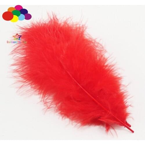 10-15CM (4-6 inches) natural 100PCS turkey hair dyed red full cashmere craft decoration DIY jewelry show costume feather