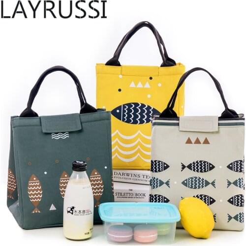 LAYRUSSI Thick Waterproof Lunch Bag Oxford Cloth Insulation Bag Outdoor Picnic Travel Office Fresh Ice Pouch Thermal Bag Food