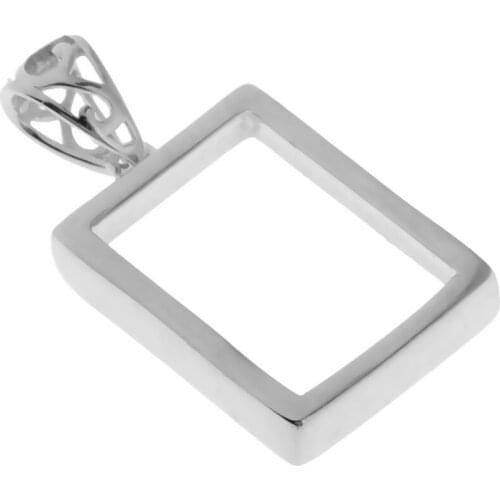 925 Sterling Silver Geometric Hollow Rectangle Frame Pendant DIY Crafts for Resin Earrings Necklace Bracelet
