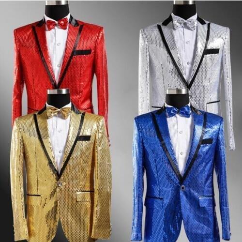 Stage sequins blazer men formal dress latest coat pant designs suit men costume homme terno masculino suits for mens singer