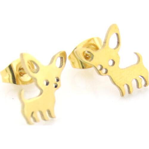 10Pairs Chihuahua Baby Dog Stainless Steel Earring Glossy Surface Puppy Dog Studs Earrings Kids Girls Accessories Jewelry
