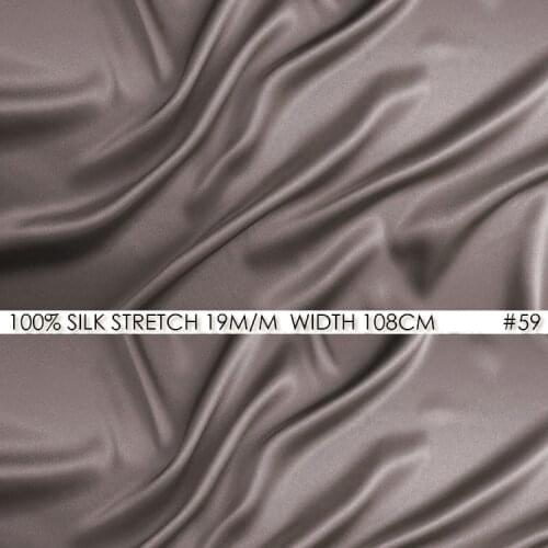 SILK STRETCH SATIN 19mm Width 42"-108cm Natural Silk Spandex Fabric for sewing Vestidos Wedding decoration-NO59 Reddish Grey
