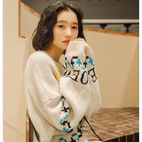 Korean Style O-neck Cartoon Squirrel Sweater Female 2019 Autumn New Slim Loose Long-sleeve Pullover Sweater Womens Clothing