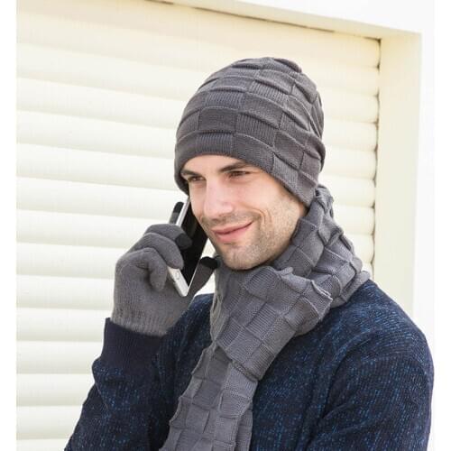 Autumn Winter Fashion 3pcs Set Knitting Suit Warm Hood Woolen Hat Scarf Glove Set Cycling Road Bicycle Hat and Neck Protection